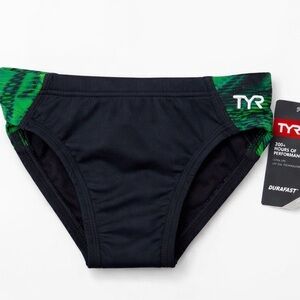 TYR Swimwear Boys 22 (US 6) Black Durafast Elite Cadence Racer New $34.99 New